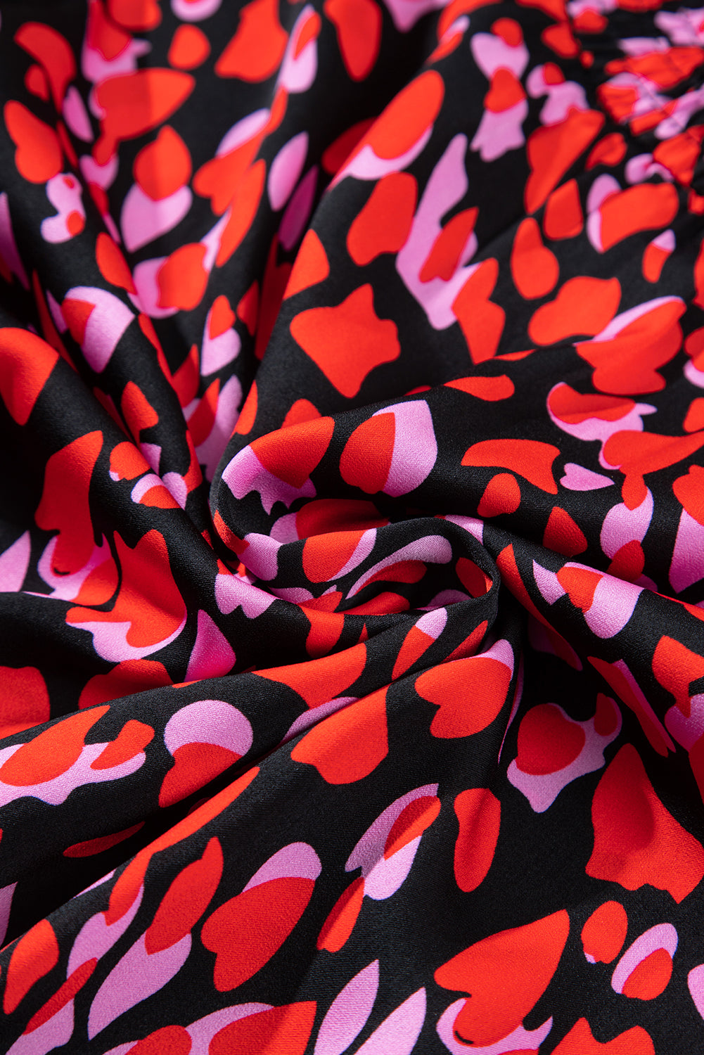 Red Valentines Day Heart Shape Print Long Sleeve Mini Dress